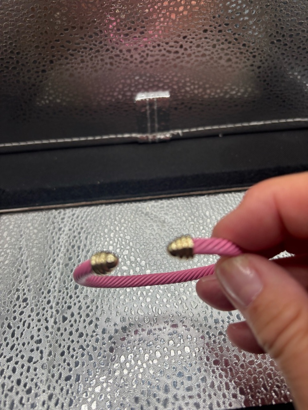 Gold-Accented Pink Twisted Cable Open Adjustable  Bangle 🩷🩷
